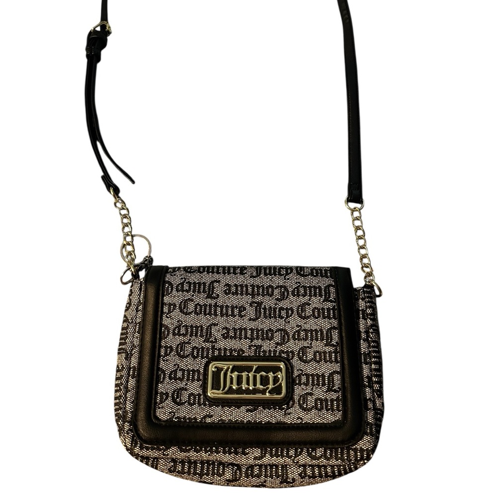 Juicy Couture Black and Gray Crossbody Bag with Chain Detail